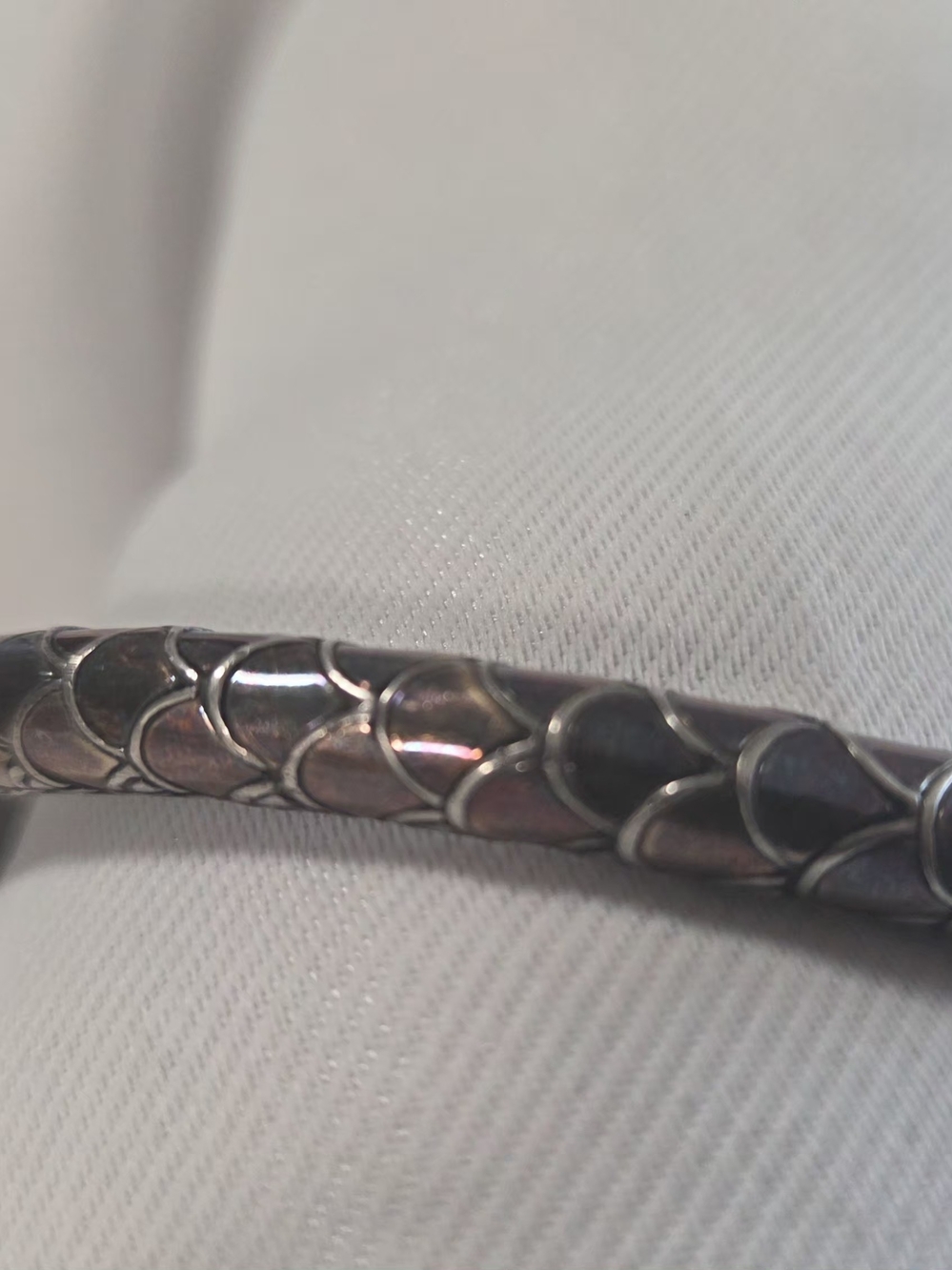 John Hardy Signed 925 Sterling Silver Cuff Bracelet, Size M, Silver Tone